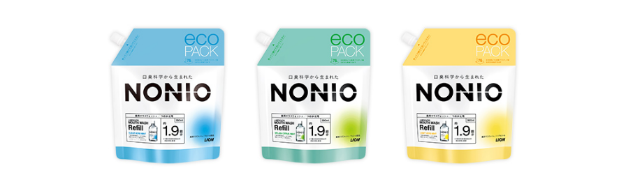 新商品「NONIOマウスウォッシュつめかえ用 eco PACK」（医薬部外品、洗口液）